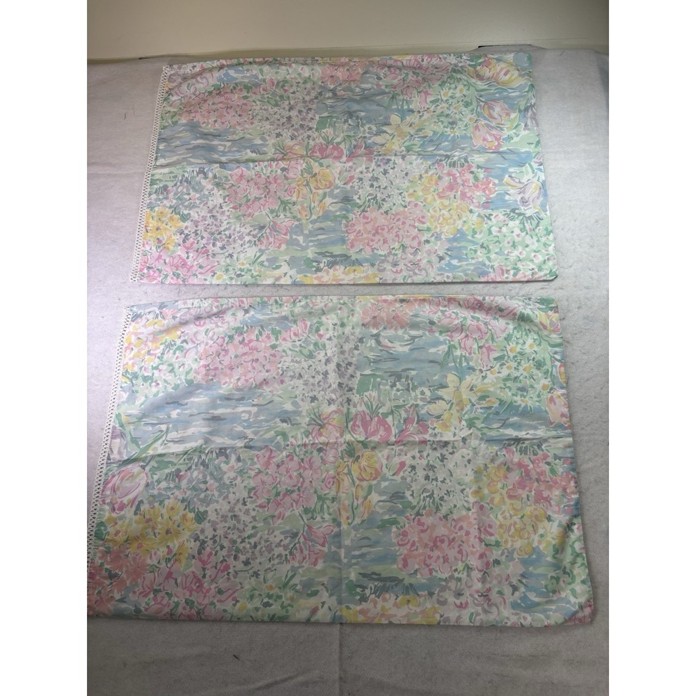 Vtg Westpoint Pepperell Monet Pillowcases Standard Lace Border Set Of 2